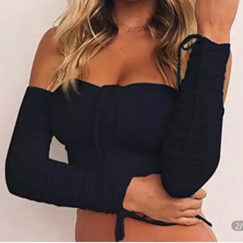 Rouched Cropped Top | Long Sleeve | Milkmaid style